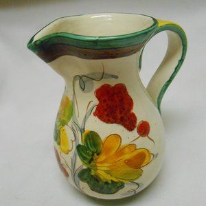 Vintage porcelain Pitcher Dec. A Mano made in Italy 6.5 inches Hand Painted 🎁